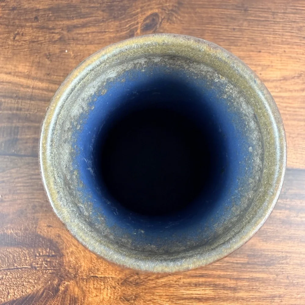 Strehla Keramik GDR Fat Lava Pottery Vase Honey Brown East German 8